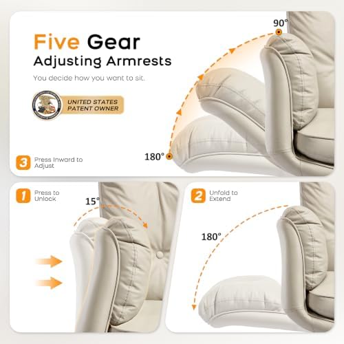 amseatec Big&Tall Office Chair,High Back Criss Cross Chair,5-Gear Armrests