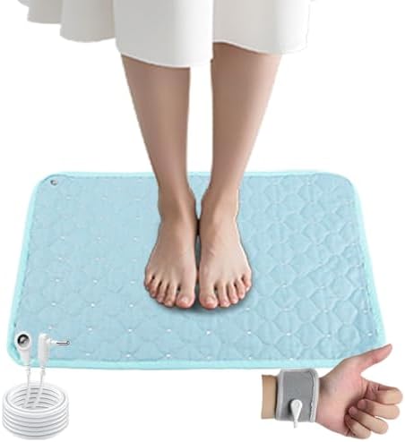 Conductive Metal Fabric Grounding Mat Set with Grounding Wristband and 15ft Cord for Bed/Desk/Floor/Feet - Machine Washable, Healthy Material to Improve Sleep and Wellness