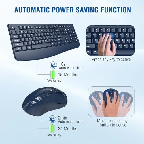 Wireless Keyboard Mouse Combo, Windows & Mac Compatible (Starry Blue)