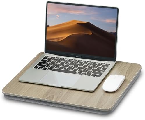 ZEAPTAC Portable Lap Laptop Desk with Pillow Cushion, Fits up to 15.6 inch Laptop, Lap Stand for Bed & Couch & Carpet, Book Tablet/Drawing Board/Computer Laptop Stand - Black Wood