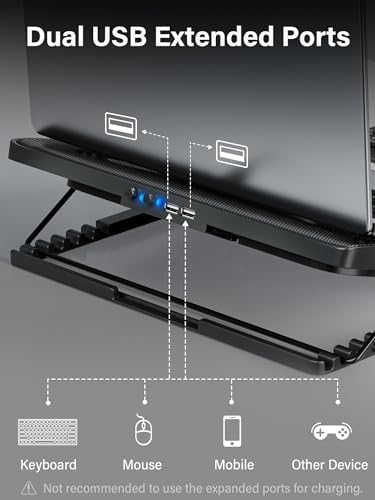 Kootek Laptop Cooling Pad Cooler Stand with 5 Quiet Fans for 12"-17" Laptop