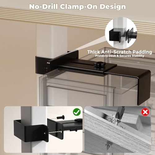 Under Desk PC Mount, No-Drill CPU Holder for 65x45mm Standing Desk Legs