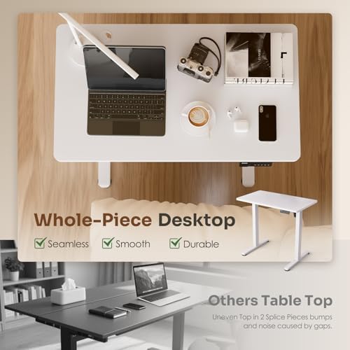 Monomi 35"x20" Small Electric Standing Desk,Whole Piece Desktop,White