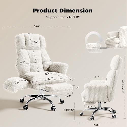 Big and Tall Office Chair with Foot Rest & Flip Armrests