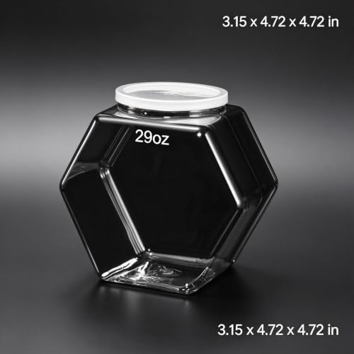 Plastic Candy Jar with Lid Clear Hexagonal Fish Bowls,29 Oz