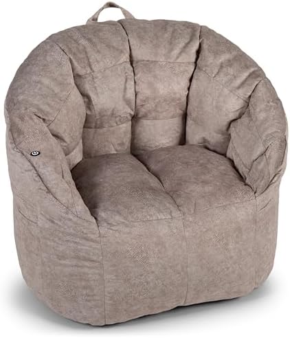 Big Joe Milano w/Vibe Vibrating Massage Bean Bag Chair, Lunar Gray Hyde, Faux Suede Polyester Blend, 2.5 feet