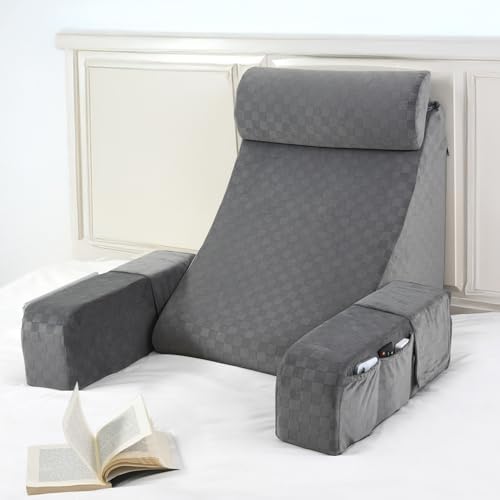 Vekkia 21'' Reading Pillow for Adults with XL Side Pockets, Adjustable Arms