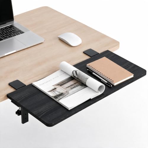 Desk Extender, 22-inch Clamp-On Desk Shelf, Height-Adjustable Desktop Shelf Organizer for Monitors Office and Gaming Accessories, Arm Support Table Extension, 44lbs Heavy Duty, Black