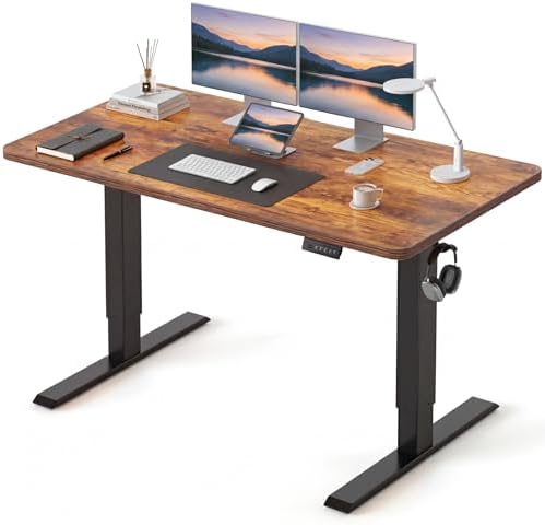 CubiCubi 48 x 24 Electric Height Adjustable Standing Desk, Rustic Brown
