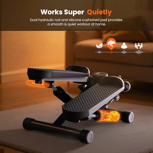 Sweetcrispy Mini Stair Steppers with Resistance Bands for Exercise at Home, Portable Exercise Twist Stepper Machine for Full Body Workout, 300LBS Capacity