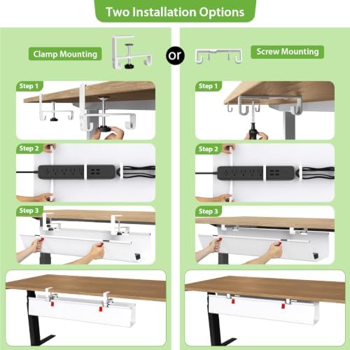KEEGH Large No Drill Under Desk Cable Management Tray 36 in, White