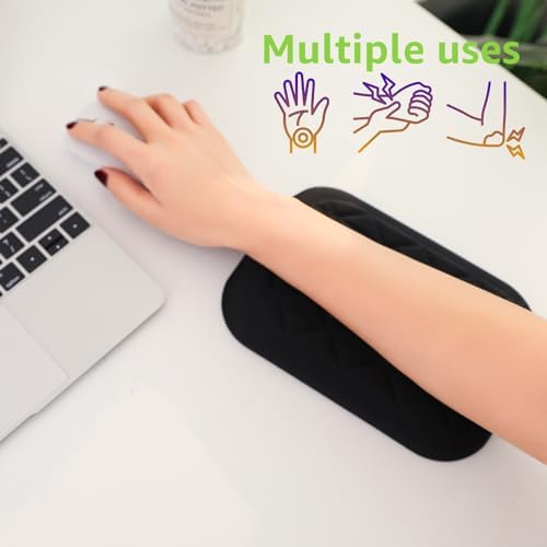 LargeLeaf Ergonomic Wrist & Elbow Rest Pad for Desk with Memory Foam & Non-Slip Base, Relieve Elbow Pain Armrest Wrist Support (7.8 * 5.1 inch, Black, 2)