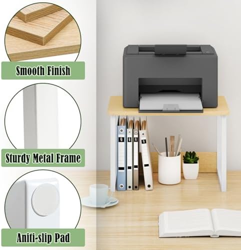 Printer Stand for Desk, 17.1"x12.4" Desktop Printer Stand Shelf Organzier