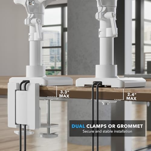 Mount-It! Triple Monitor Desk Mount, 13-27" Screens, White