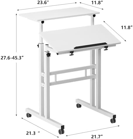 soges Height Adjustable Mobile Standing Desk, White