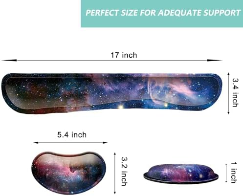Keyboard Wrist Rest Mouse Wrist Support Set, Memory Foam Wrist Rest Pad for Computer Laptop Keyboard Mouse, Ergonomic Wrist Cushion Support for Typing Pain Relief, Gaming Home Office, Starry Sky