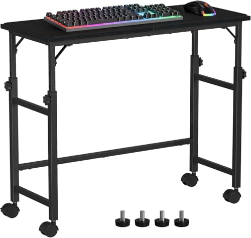 Snughome Mobile Keyboard Tray with Mouse Pad, Height Adjustment 21.6"-31.1", Keyboard Standing Desk, Rolling Under-Desk Extender with Lockable Casters, Desk Accessories for Home Office, Black