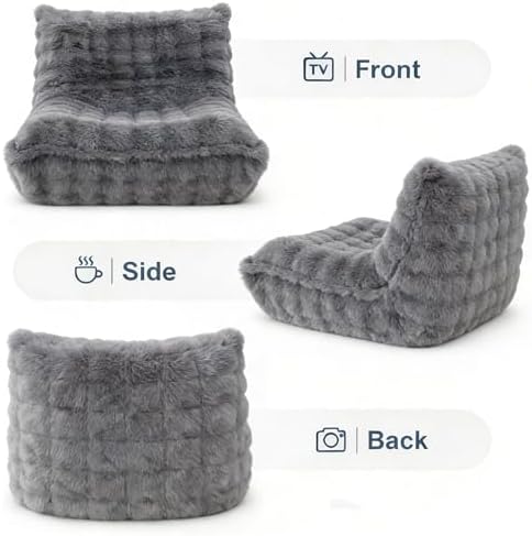 Bean Bag Chairs with Filler Faux Fur Fireside (Light Grey)