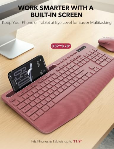 Wireless Keyboard and Mouse Combo - Full-Sized Ergonomic Keyboard