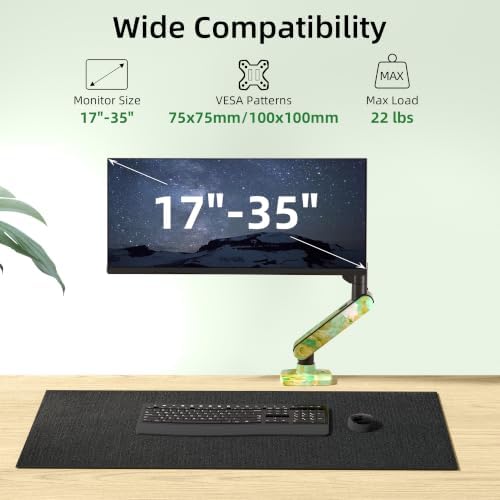 Single Monitor Arm for 17 to 35 inch, Hold 22 lbs, (Stone Green)