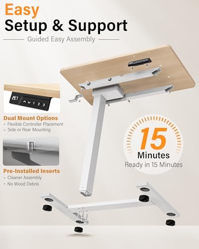 FiCiHi 24 Inch Small Electric Standing Desk, Adjustable Mobile Laptop Desk