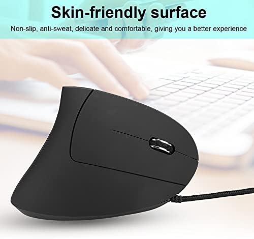 VBESTLIFE Vertical Ergonomic Gaming Mouse, 3200 DPI USB Optical Mouse with 6 Buttons and LED Indicators, Anti Sweat Grip for PC Computer Office and Design Work