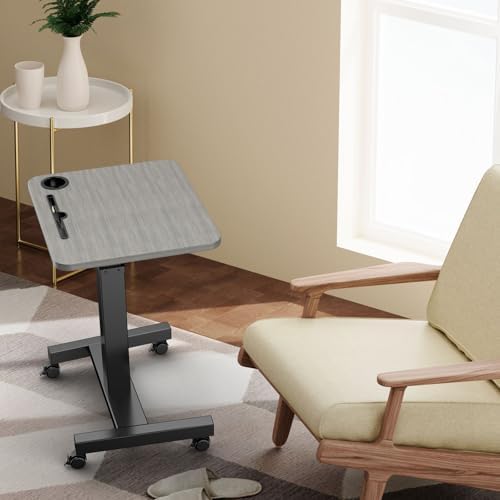 Mobile Standing Desk with Wheels, Elevating Table,Lift desks for Home Office,Rolling Portable Laptop Desk Height Adjustable, Mobile Computer Desk,Small Sit Stand Workstation（Black）