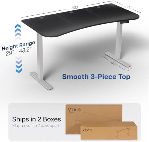 VIVO Black Carbon Fiber 63 x 32 in Standing Desk, DESK-KIT-1G1R