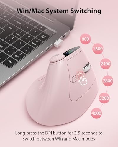 Transformers Vertical Ergonomic Mouse with LED Screen & Knob Control Pink