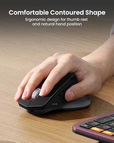ProtoArc EKM01 Plus Wireless Ergonomic Keyboard Mouse Combo - Wine Red