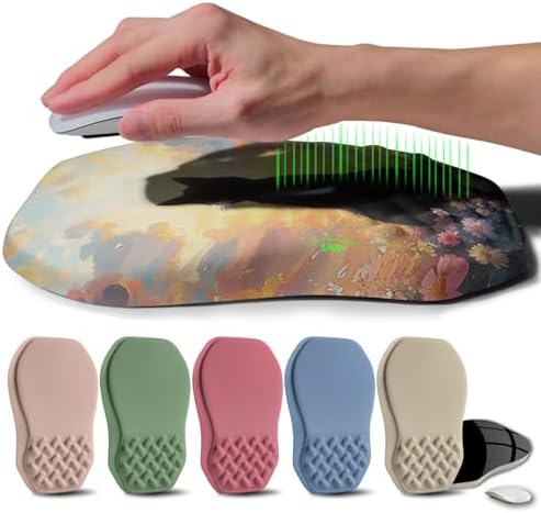 Ergonomic Raised Mouse Pad Wrist Support with Bilateral Slope Memory Foam Mousepad for Wrist Rest and Carpal Tunnel Pain Relief 11.8x7.9〃Flower Sea Cat