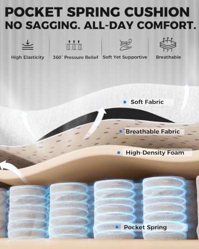 LUCKRACER Gaming Chair with Footrest and Pocket Spring Cushion, 90°-155° Reclining Ergonomic Computer Chair, 4" Height Adjustable, Lumbar Support, SGS Class 3 Gas Lift, White