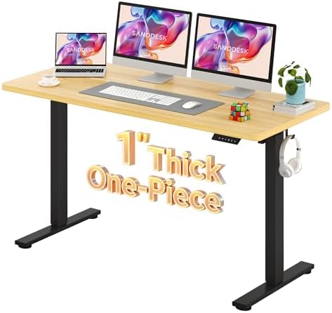 SANODESK One-Piece 1'' Thick Height Adjustable Standing Desk 60''x24''