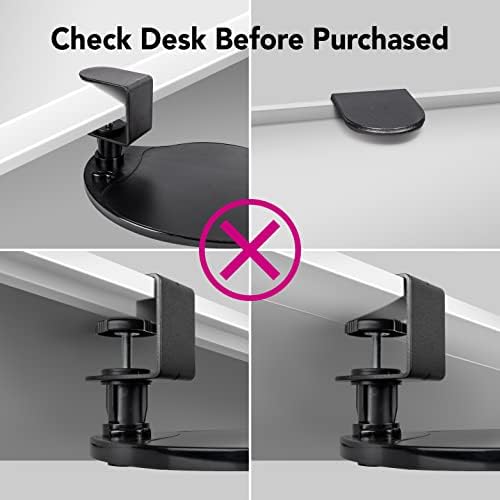 EHO Clamp on Mouse Platform, Clip on Pad Rotating 360 Degree, Ergonomic Mouse Tray Attachment, Mouse Pad, Slide Out Tray, Suitable for 1.5" Thickness Desk, for Home Office Desk Organizer (Platinum)