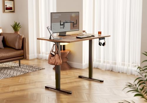 YDN 55 x 24 Inch Rustic Brown Electric Standing Desk