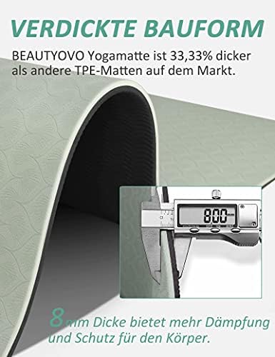 BEAUTYOVO Yoga Mat with Strap, 1/3 Inch Extra Thick Yoga Mat Double-sided Non Slip, Professional TPE Yoga Mats for Women Men, Workout Mat for Yoga, Pilates and Floor Exercises