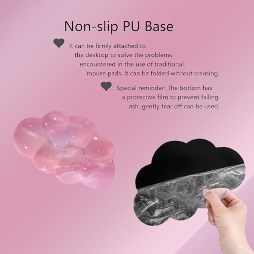 Cloud Mouse Pad Keyboard Wrist Rest for Mouse 4PCS Extended Large Galaxy Space Desk Mat Pad Set Memory Foam Non-Slip Cute Ergonomic Game Mouse Wrist Support for Computer Home Office Pink Starry Sky