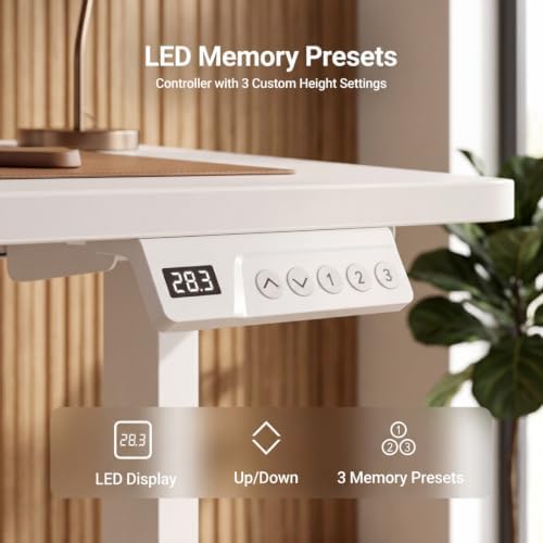 Claiks Electric Small Standing Desk, 32x19 Inch, White