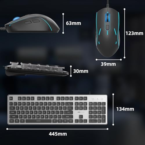 Camiysn Gaming Creamy Keyboard and Mouse, Black 104 Keys RGB and 6 Speed RGB Mouse Combo, Pudding Keycaps Silent Computer Keyboard for Computer/PC/Laptop/Mac/Windows/Office