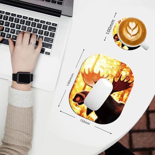 Small Mouse Pad，Mini Mouse Pad 6 x 7 Inch，for Laptop Keyboard Tray Wireless Mouse Home Office Travel，with Non-Slip Rubber Base, Waterproof Mouse Mat，Deer in Forest