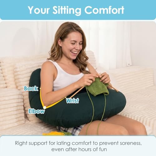 QUEEN ROSE Reading Pillow, Gaming Lap Pillow for Crocheting, Cooling Green