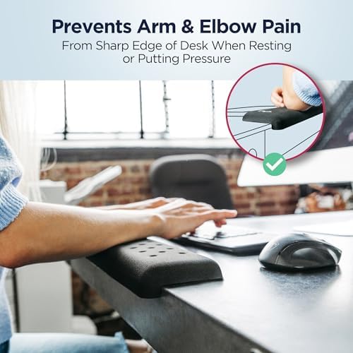 EdgeRest Mini PostureUp L-Shaped Desk Long Wrist Rest Elbow, Forearm & Wrist Comfort Support for Table or Desk Edge, Non-Slip, Memory Foam Padding, Ergonomic Design for Work, Universal Fit, Black