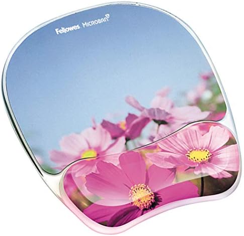 Fellowes Photo Gel Mouse Pad Wrist Rest with MICROBAN - Pink Flowers (9179001)