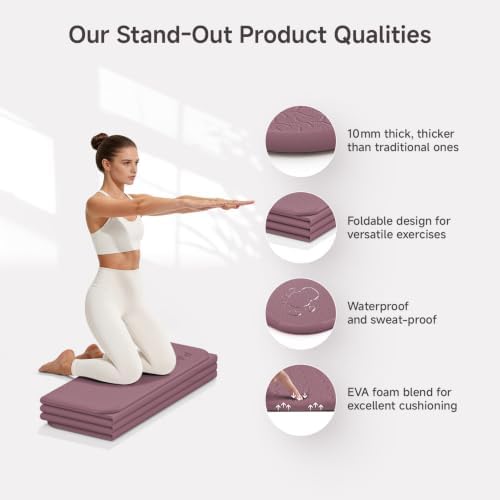 PAIDU Foldable Yoga Mat 10mm Thick, 75"x26" Non-Slip Fitness Exercise Mat