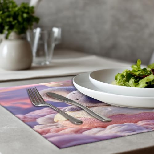 Koala Marshmallow Dreamy Placemats, Cute On Sweet Cloud Place Mats for Dining/Kitchen Table Waterproof Washable Linen Heat Insulation Dinner Table Mats 12X18 in 8 Pcs