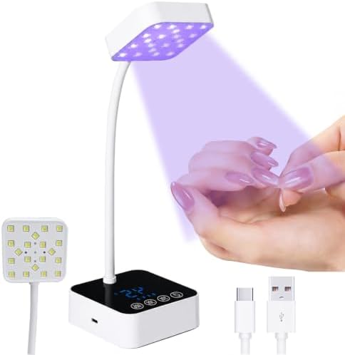 UV LED Nail Lamp for Gel Nails Polish, 20 Beads Flash Cure 60W Cordless Gooseneck Mini Nails Light, Quick Dryer with Timers Smart Sensor Ambient Lighting, Home DIY & Professiona 2000Am