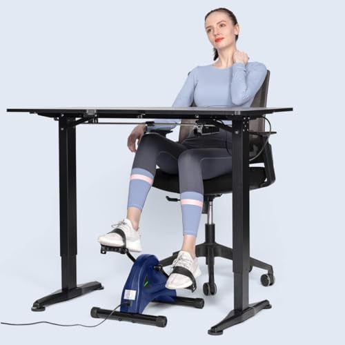 HOMGIM Mini Exercise Bike,Under Desk Bike for Seniors Rehab Training, Motorized Pedal Exerciser for Arm/Leg Fitness & Physical Therapy, 6 Levels Speed Adjustment