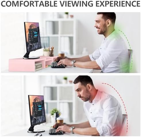 TAVR Dual Monitor Stand Riser, Wooden Computer Monitor Stand for 2 Monitors