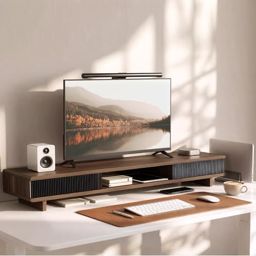 Dual Monitor Stand Riser with Storage Drawer for Desk Organization