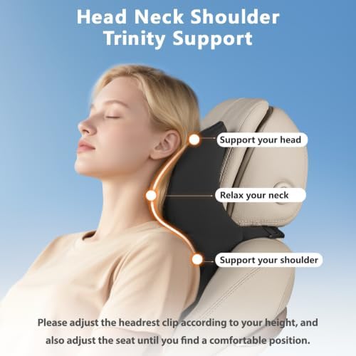 BABUR Car Neck Pillow, Headrest Pillow with Adjustable Strap for Driving
